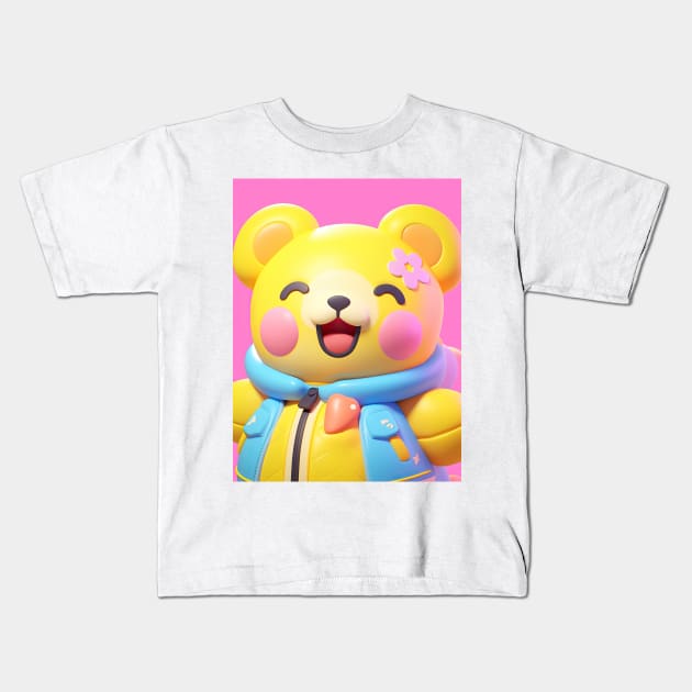 AKBLM - KAWAII かわいい BLUSHY CHEEKS KUMA | CUTE 3D ANIME TEDDY BEAR Kids T-Shirt by AKBLM